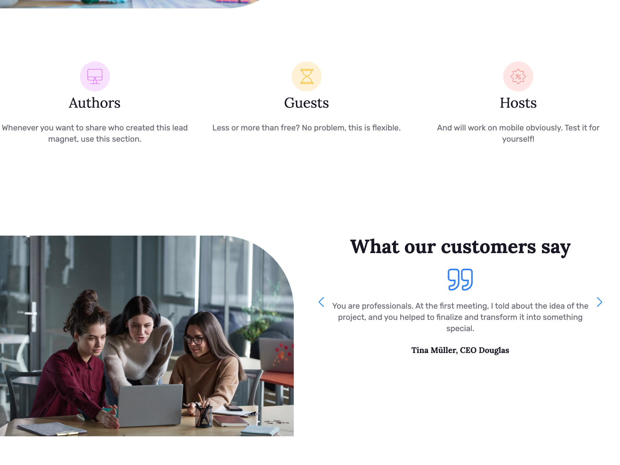 Carousels for Clients, Featured In, Testimonials, Successes